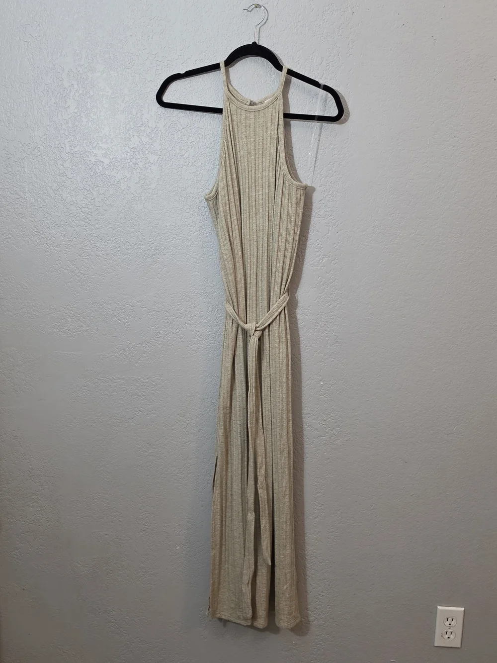 NWT Anthropologie/Amadi Caroline Knit Halter Maxi Dress In Oatmeal Womens M - Picture 4 of 16